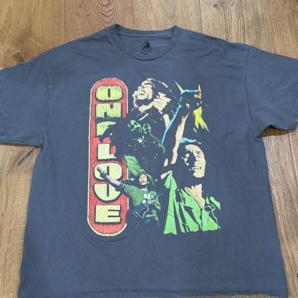 Bob Marley "One Love" Graphic T-Shirt - Gray Zion Rootswear Reggae Tee Men's 2XL